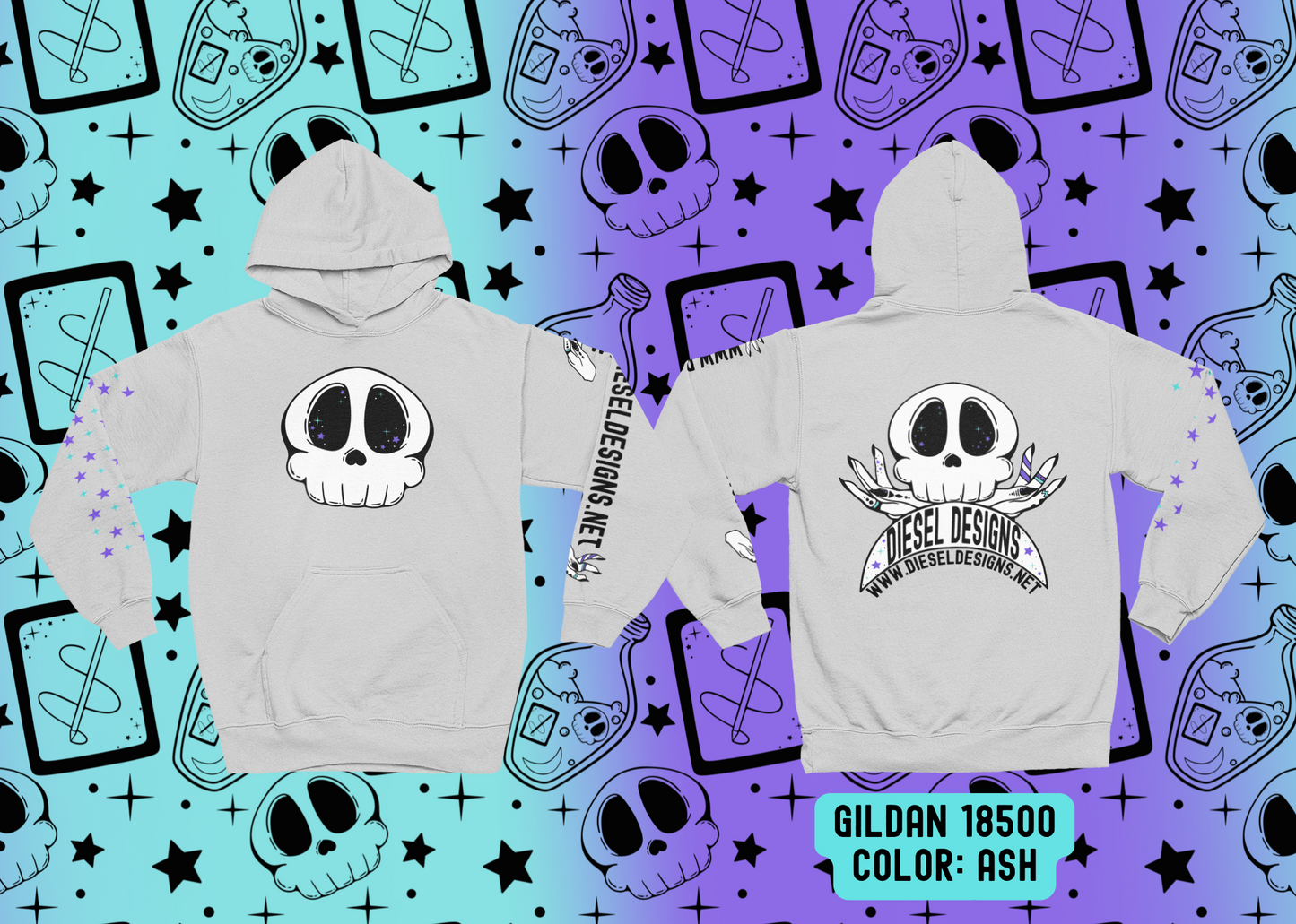 Diesel Designs × Gildan 18500 Hoodie Front & Back Decoration