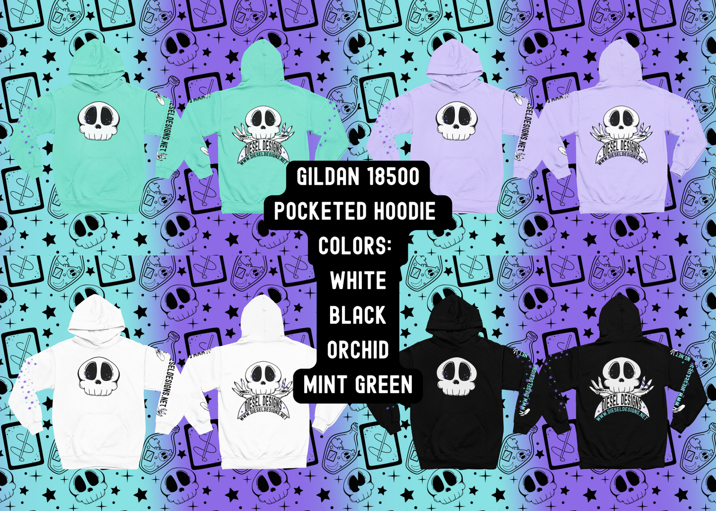 Diesel Designs × Gildan 18500 Hoodie Front & Back Decoration
