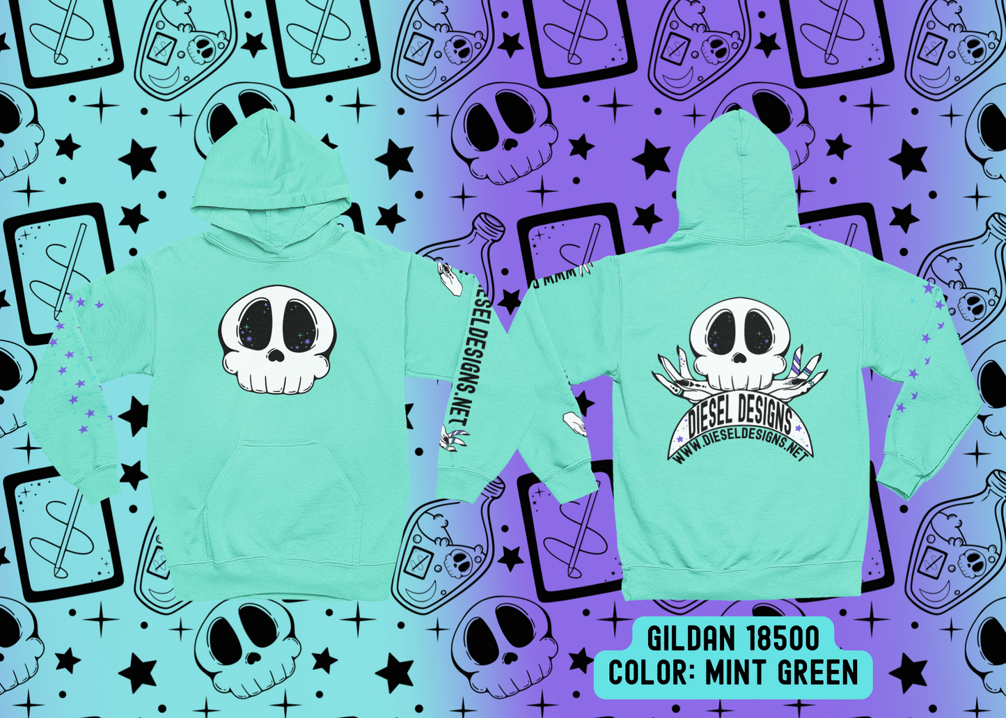 Diesel Designs × Gildan 18500 Hoodie Front & Back Decoration
