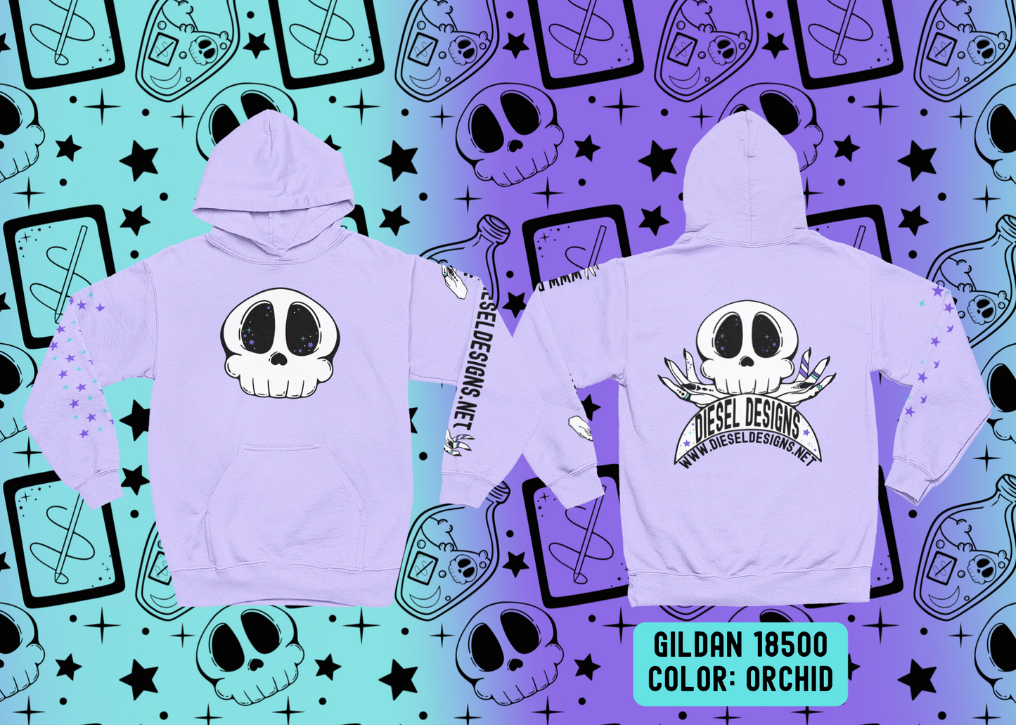 Diesel Designs × Gildan 18500 Hoodie Front & Back Decoration