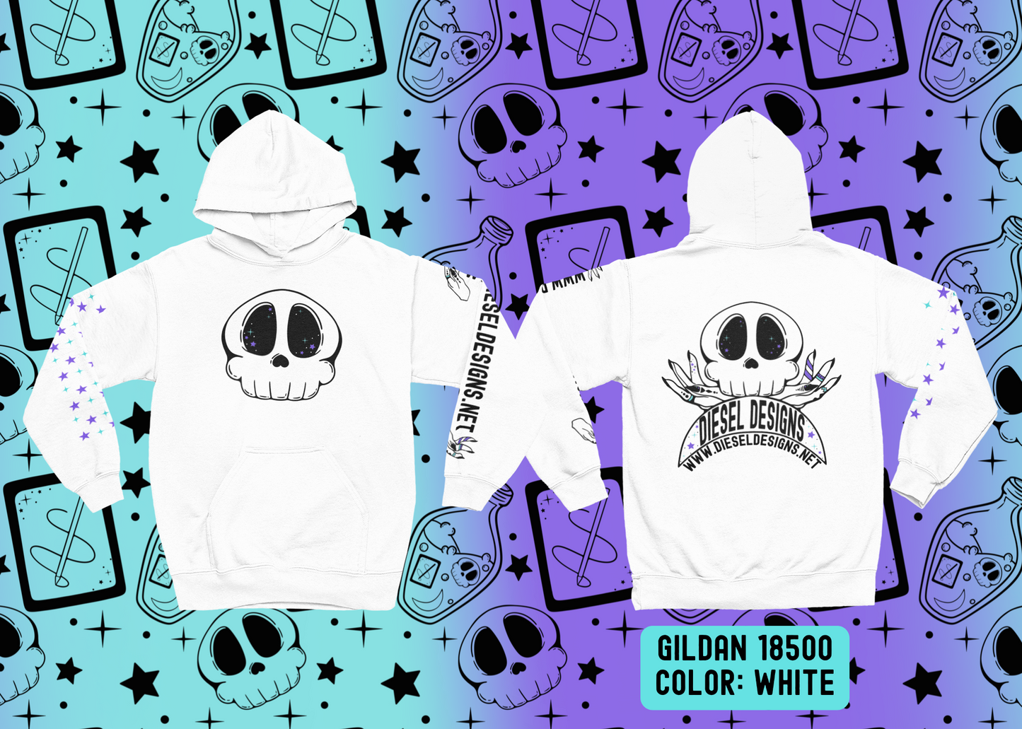 Diesel Designs × Gildan 18500 Hoodie Front & Back Decoration