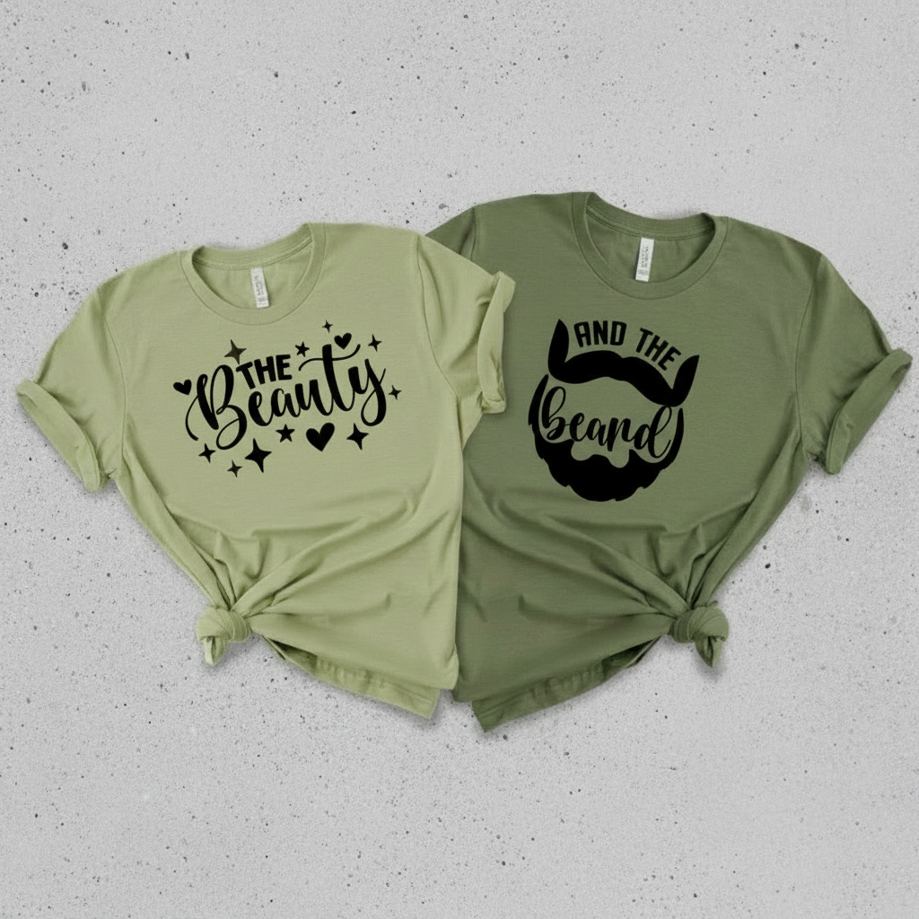 The Beauty & The Beard Matching Couple Shirts – His & Hers Valentine’s Gift