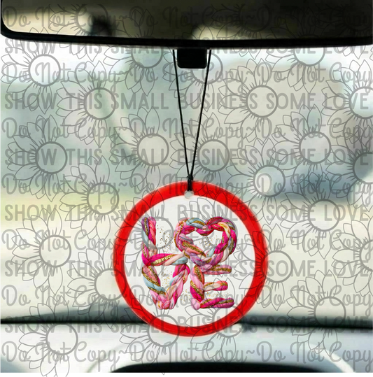 3" Round Car Freshie | Valentine's Day LOVE | Long-Lasting Auto Air Freshener Diffuser