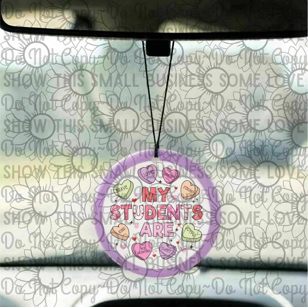 3" Round Car Freshie | Valentine's Day Teacher Conversation Hearts | Long-Lasting Auto Air Freshener Diffuser