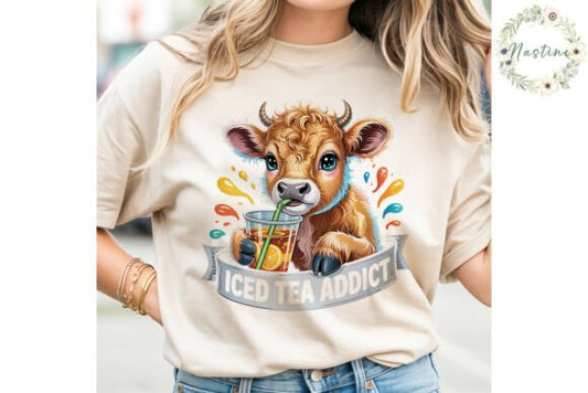 🧋Iced Tea Addict Cow Tee Shirt