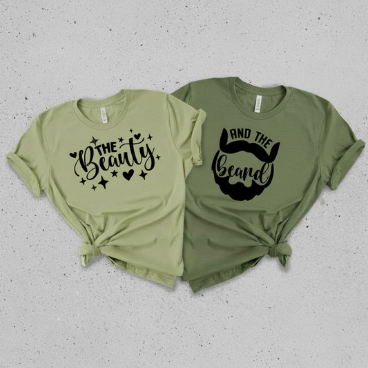 The Beauty & The Beard Matching Couple Shirts – His & Hers Valentine’s Gift